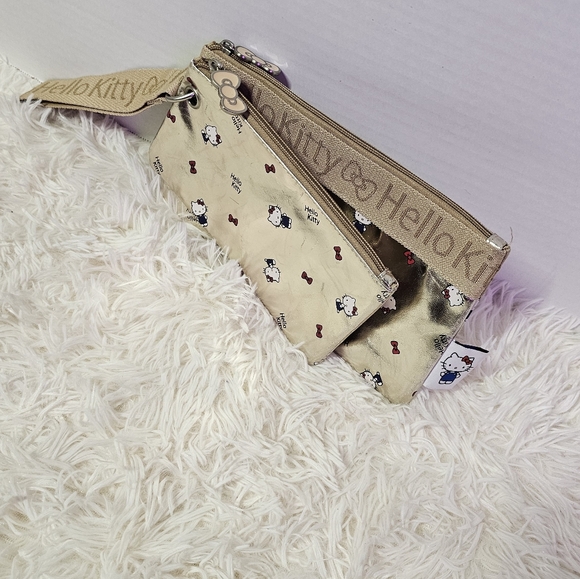 Hello Kitty by Sanrio 2 Piece Gold Bags with Wristlet Pouch Set 2020 EUC - Picture 8 of 16